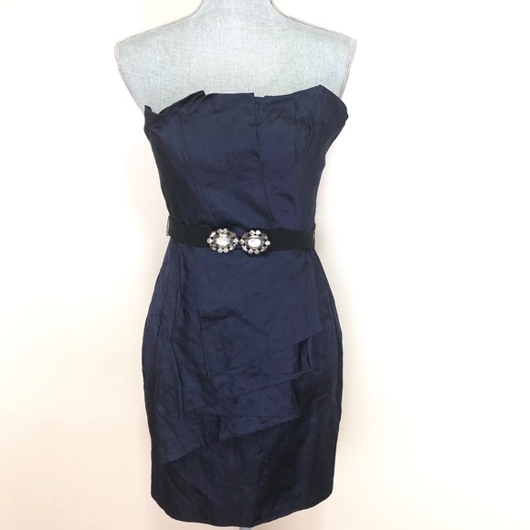 BCBGMaxAzria Dresses & Skirts - NWT BCBG Navy Silk strapless cocktail dress
